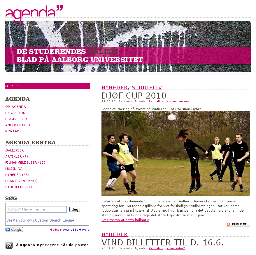 agenda.aau.dk after reorganization | Click for full-size image agenda.aau.dk after reorganization